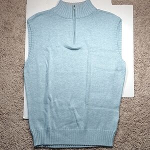 Bills Khakis Mens Quarter Zip Sweater Vest, L, light blue